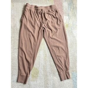 Tommy John Ribbed Lounge Pants Joggers Women Size M Tan Comfort Drawstring